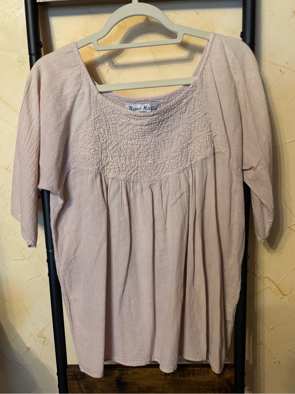 JP and Mattie Size S Women's Light Pink Smocked Yoke Top